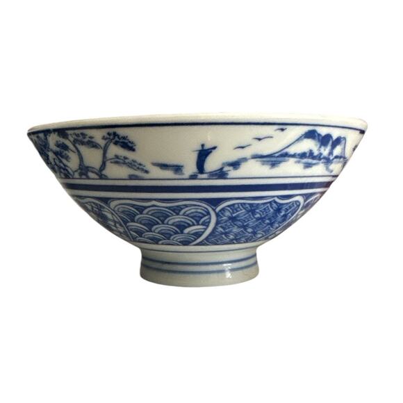 Vintage Blue and White Pier 1 Rice Bowls Set of 2 Asian Style - Picture 4 of 10